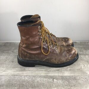 Men's Red Wing 2233 SuperSole 8 inch Safety Toe Lace-Up Work Lug Sole Boots 10.5